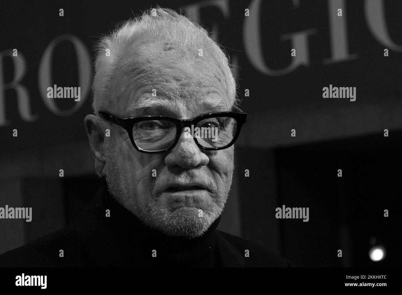 Torino, Italy. 25th November 2022. British actor Malcolm McDowell attends the opening event of 2022 Torino Film Festival at Teatro Regio, Torino. Credit: Marco Destefanis/Alamy Live News Stock Photo