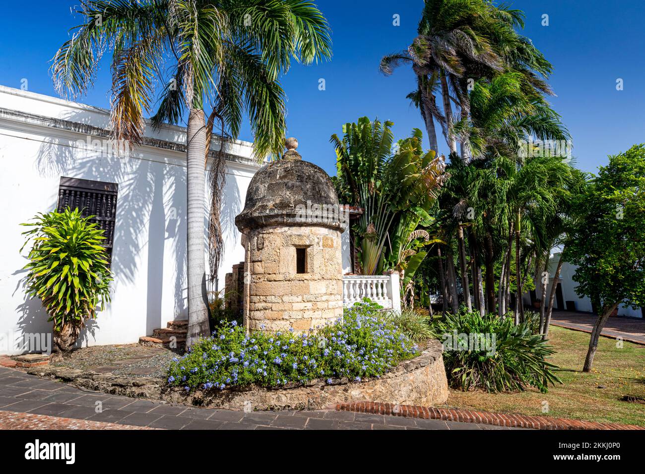 Entrance to the Casa Blanca, historic home of Ponce de Leon in Old San Juan, on the tropical Caribbean island of Puerto Rico, USA. Stock Photo