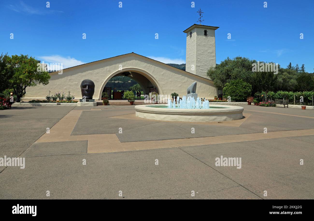 Entrance to Robert Mondavi winery - California Stock Photo