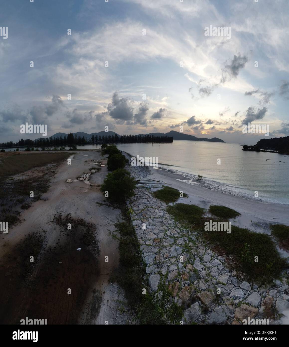 aerial scene of the cloudy evening sky at the beach Stock Photo - Alamy
