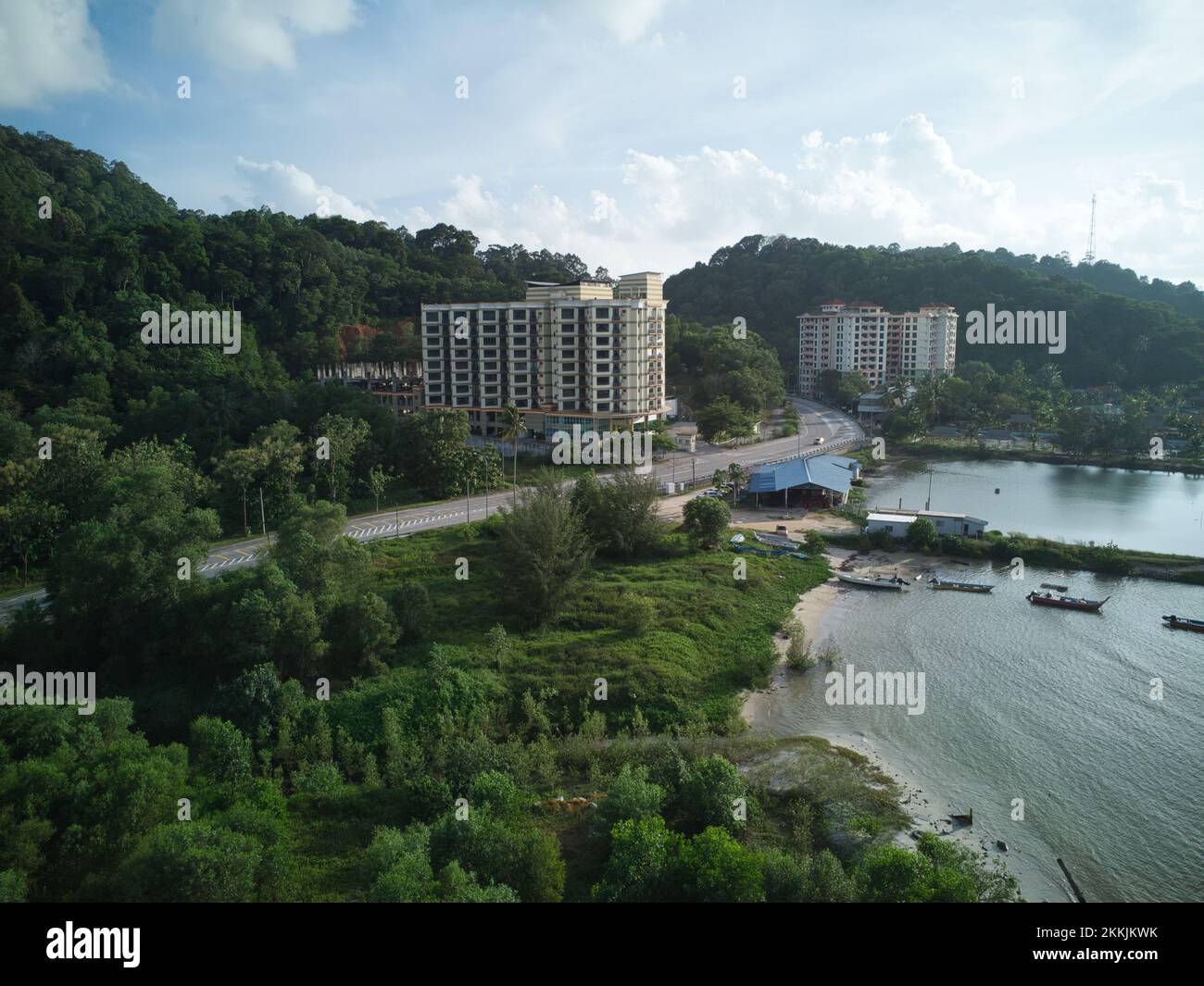 aerial scene of the cloudy evening sky at the beach Stock Photo - Alamy