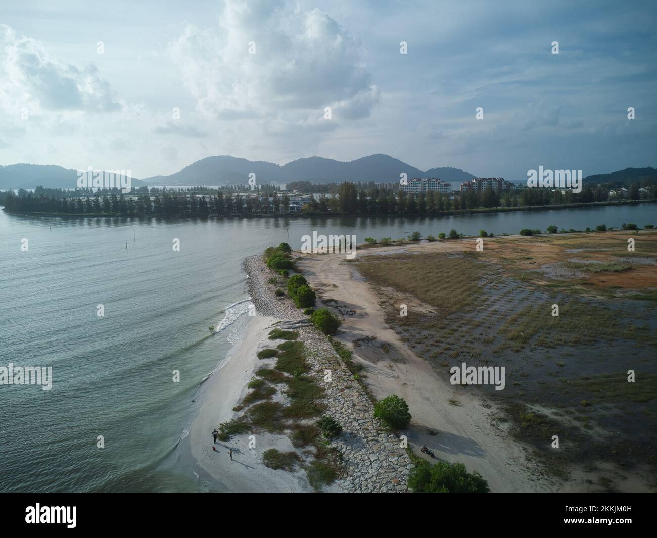 aerial scene of the cloudy evening sky at the beach Stock Photo - Alamy
