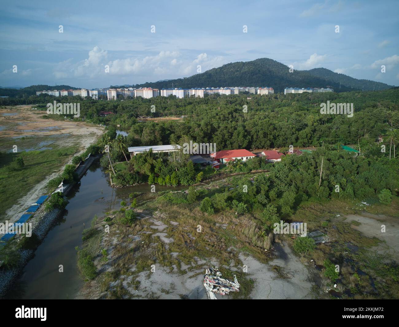 aerial scene of the cloudy evening sky at the beach Stock Photo - Alamy