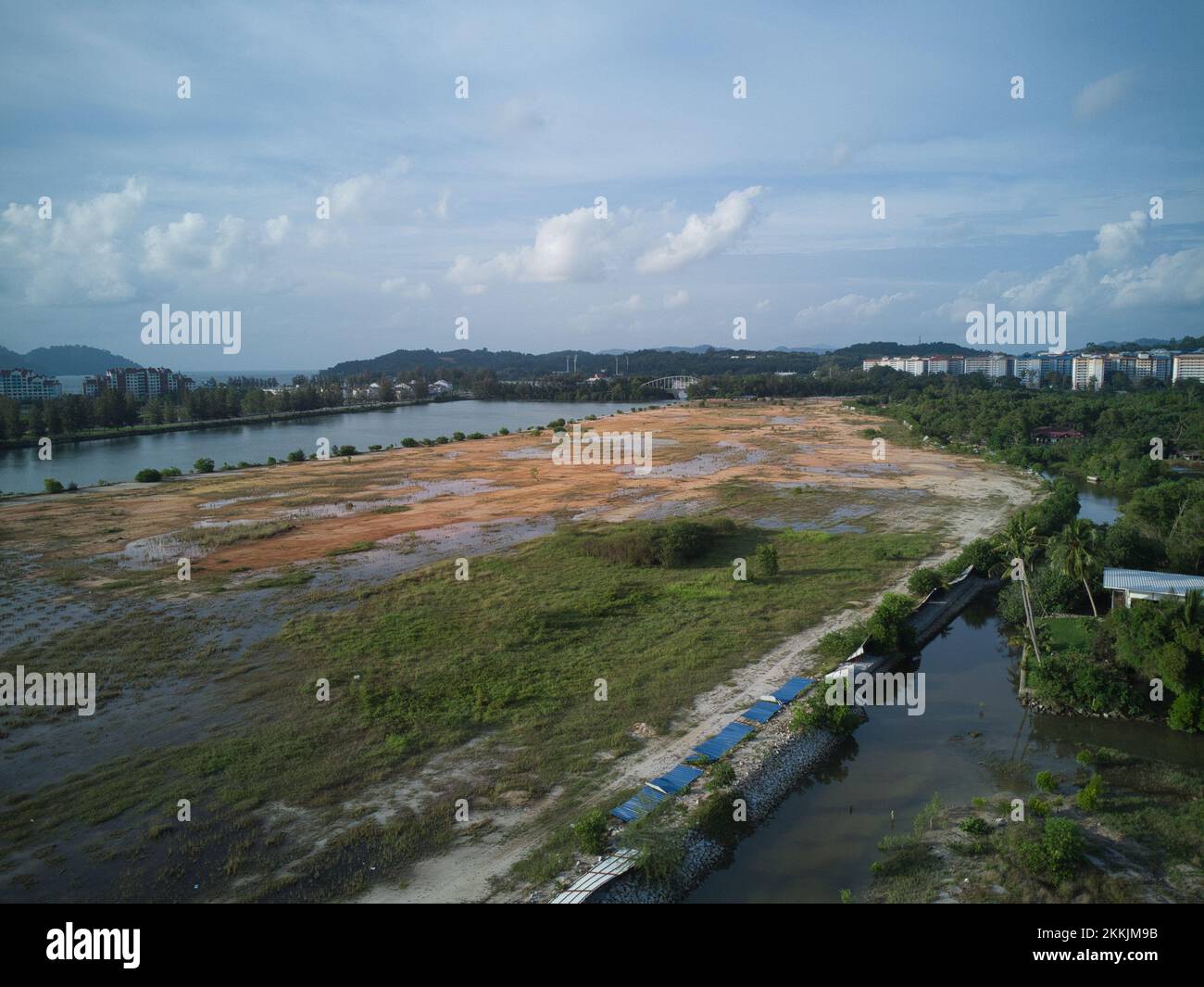 aerial scene of the cloudy evening sky at the beach Stock Photo - Alamy