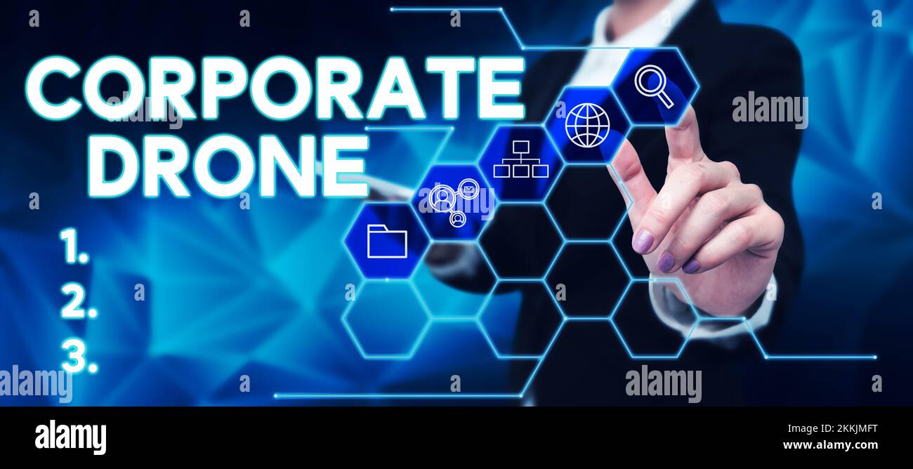 Conceptual caption Corporate Drone. Concept unmanned aerial