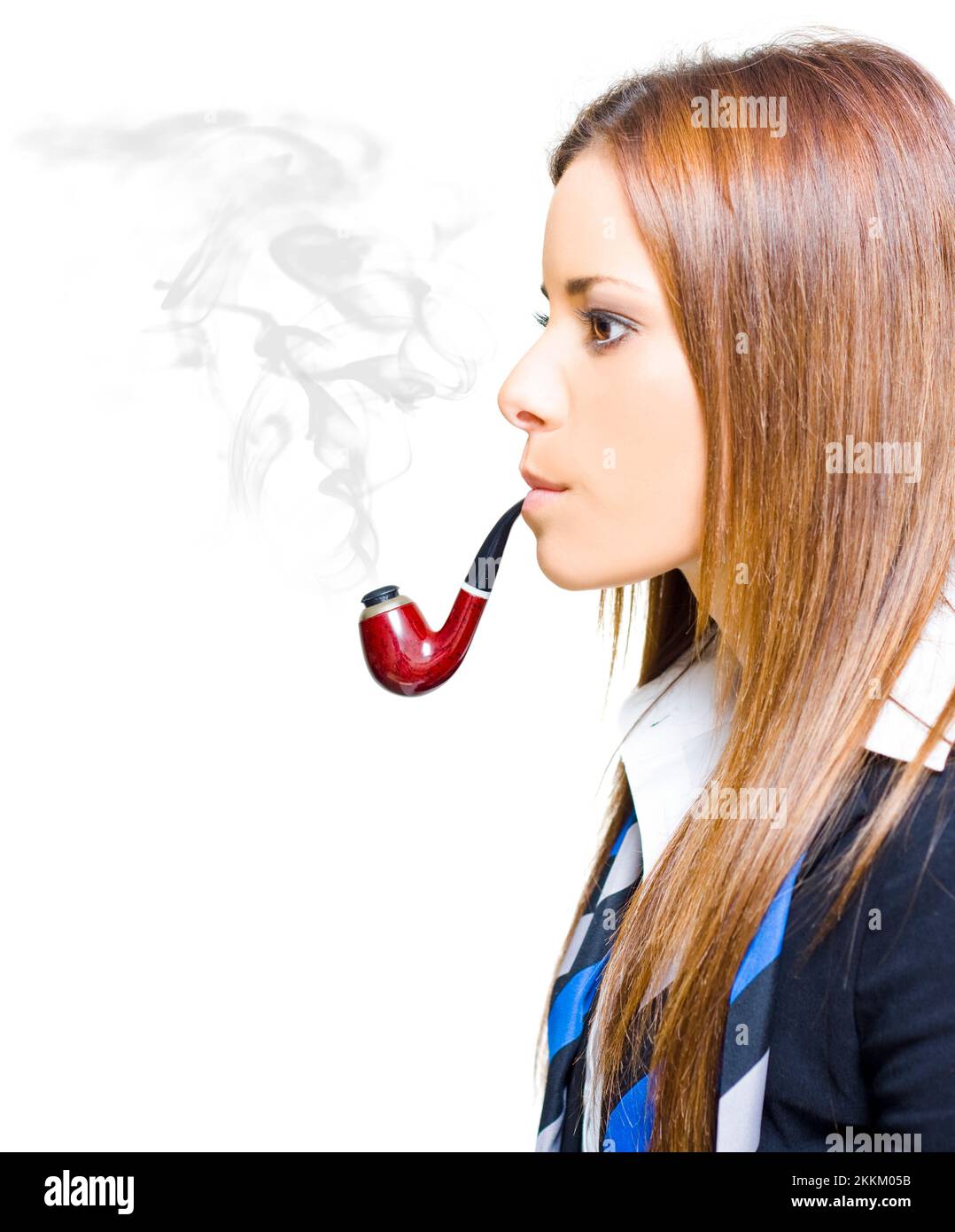 Woman Smoking Pipe Representing Environmental Impact And Pollution