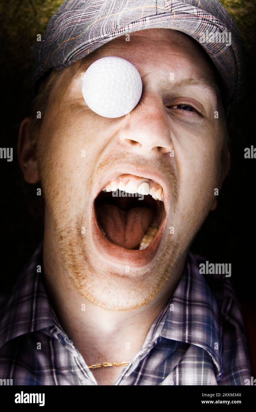 Shouting Golfer Yells Out In Pain And Hurt After Coping A Flying Golf