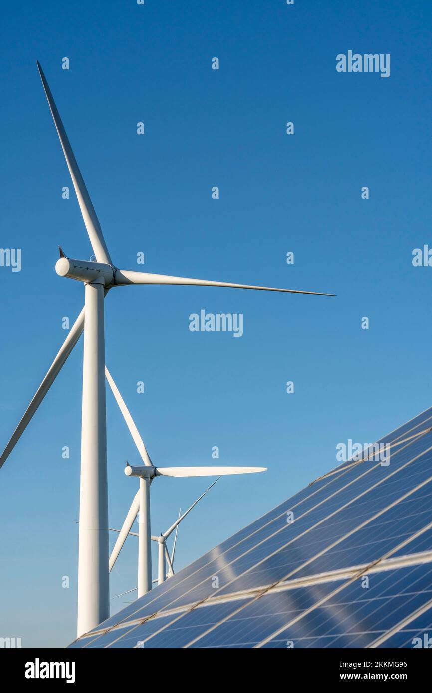 Solar panels and wind turbines Stock Photo Alamy