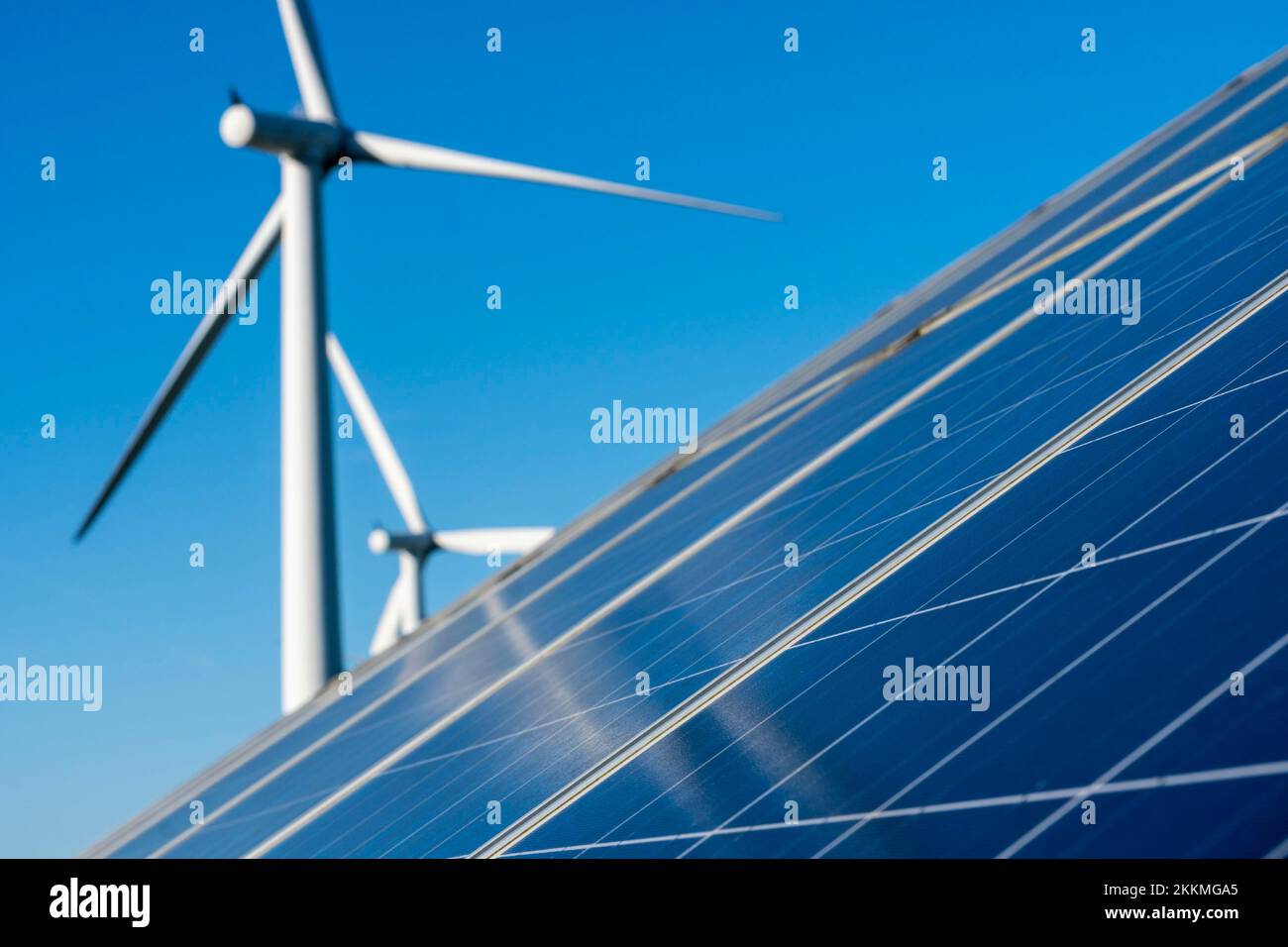 Solar panels and wind turbines Stock Photo Alamy