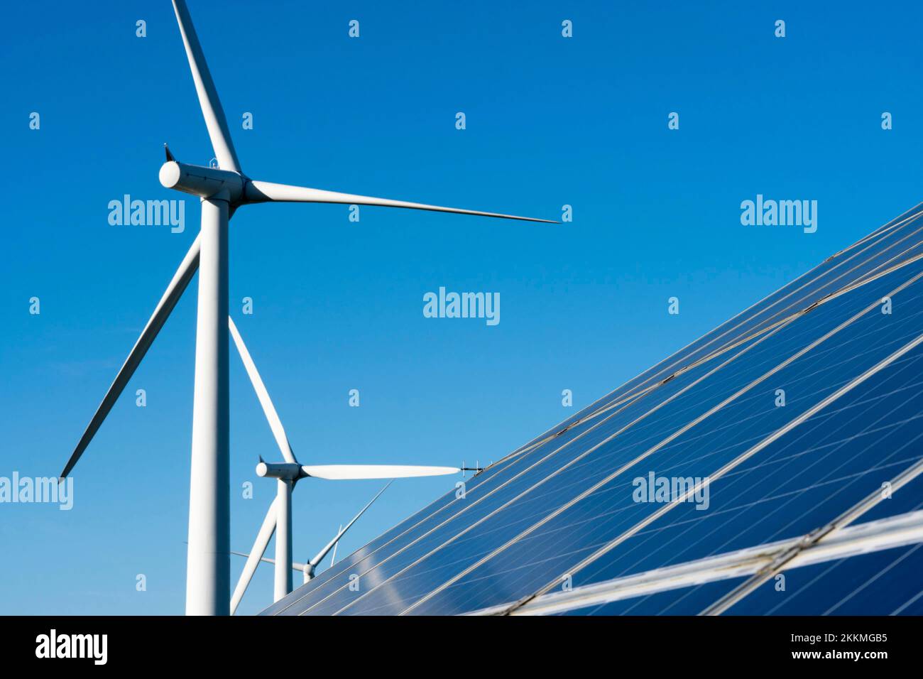 Solar panels and wind turbines Stock Photo - Alamy