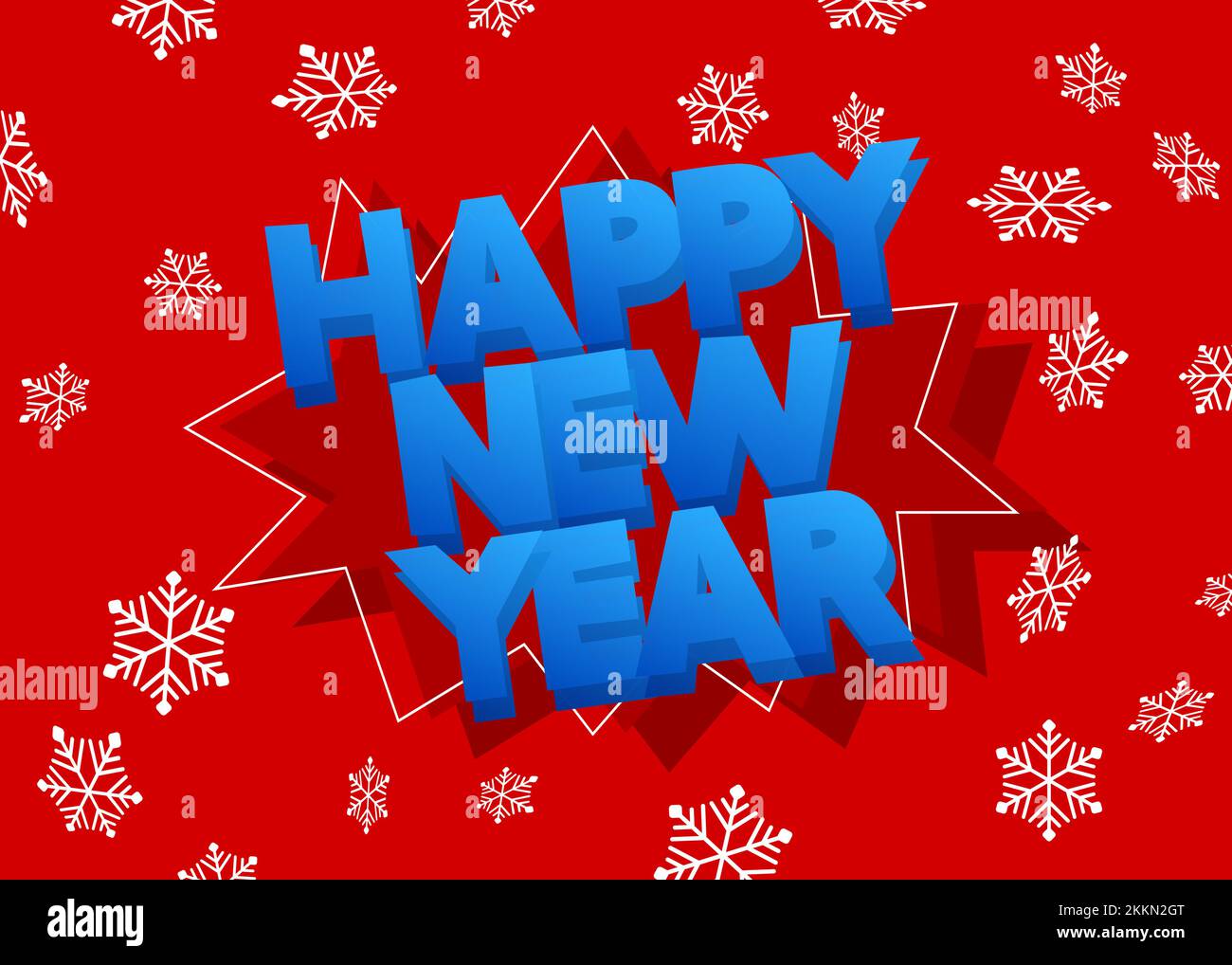 Snowflake background with Happy New Year text. Holiday event poster, Winter, Snow, Christmas banner. Stock Vector