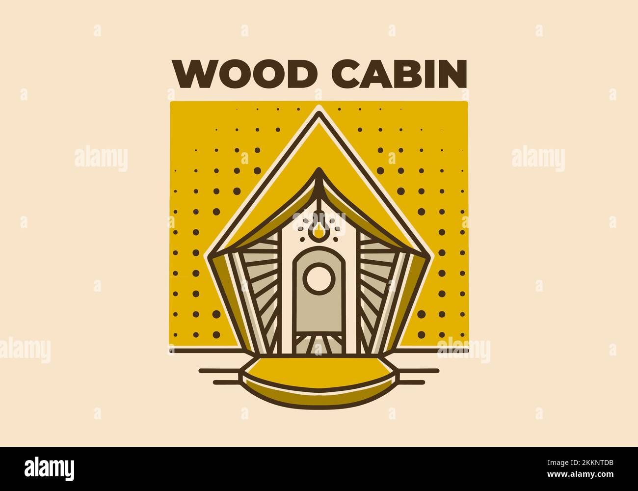 Vintage art illustration design of a small and aesthetic wood cabin Stock Vector