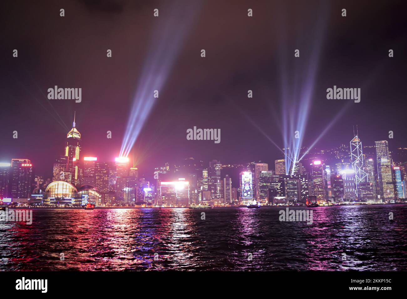 Symphony of lights show of Hong Kong Stock Photo