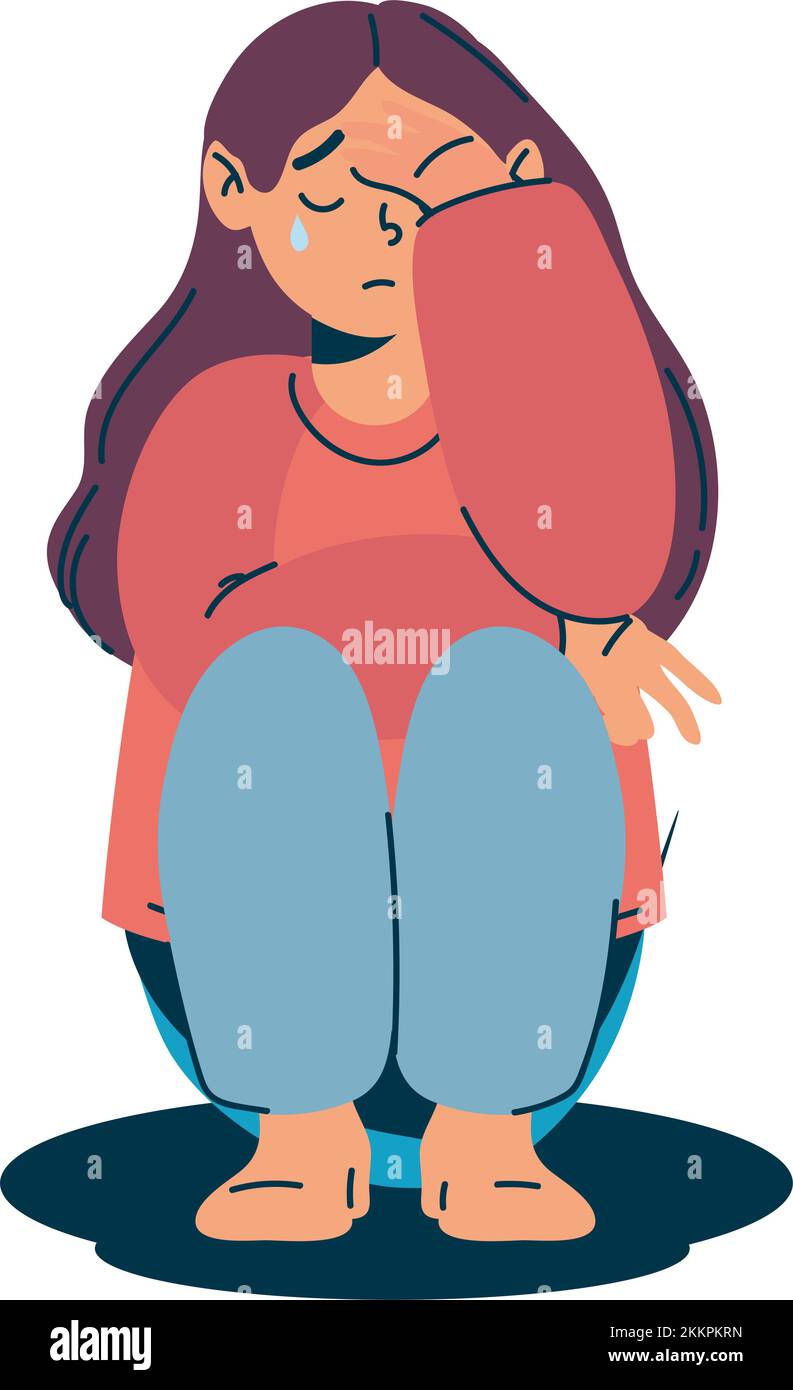 lady with phobia Stock Vector