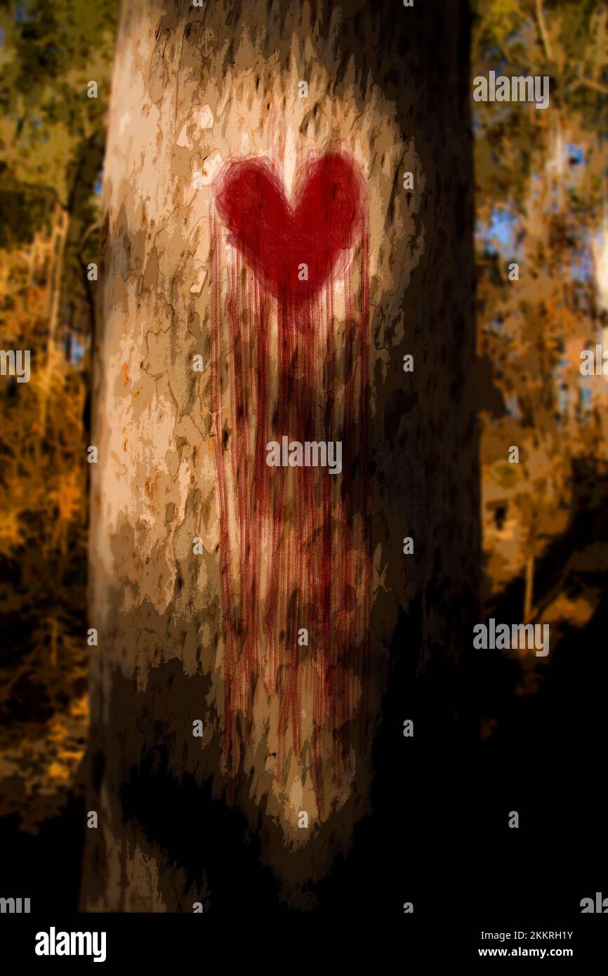 Environmental Artistic Illustration Of A Tree Wearing A Heart On Its