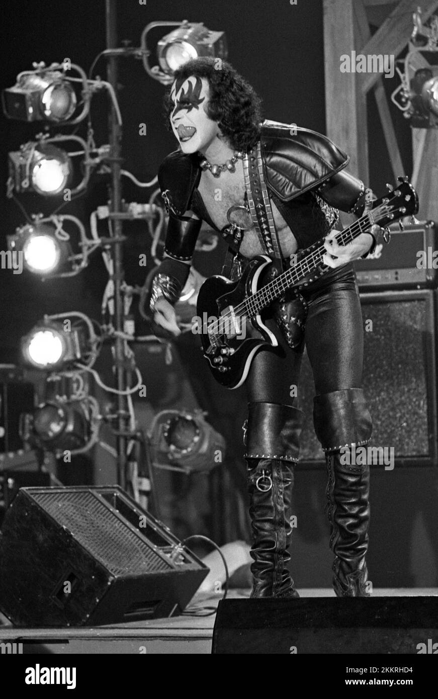 Gene Simmons of Kiss performs in concert during 'The Elder' Album in 1981 Credit Ralph