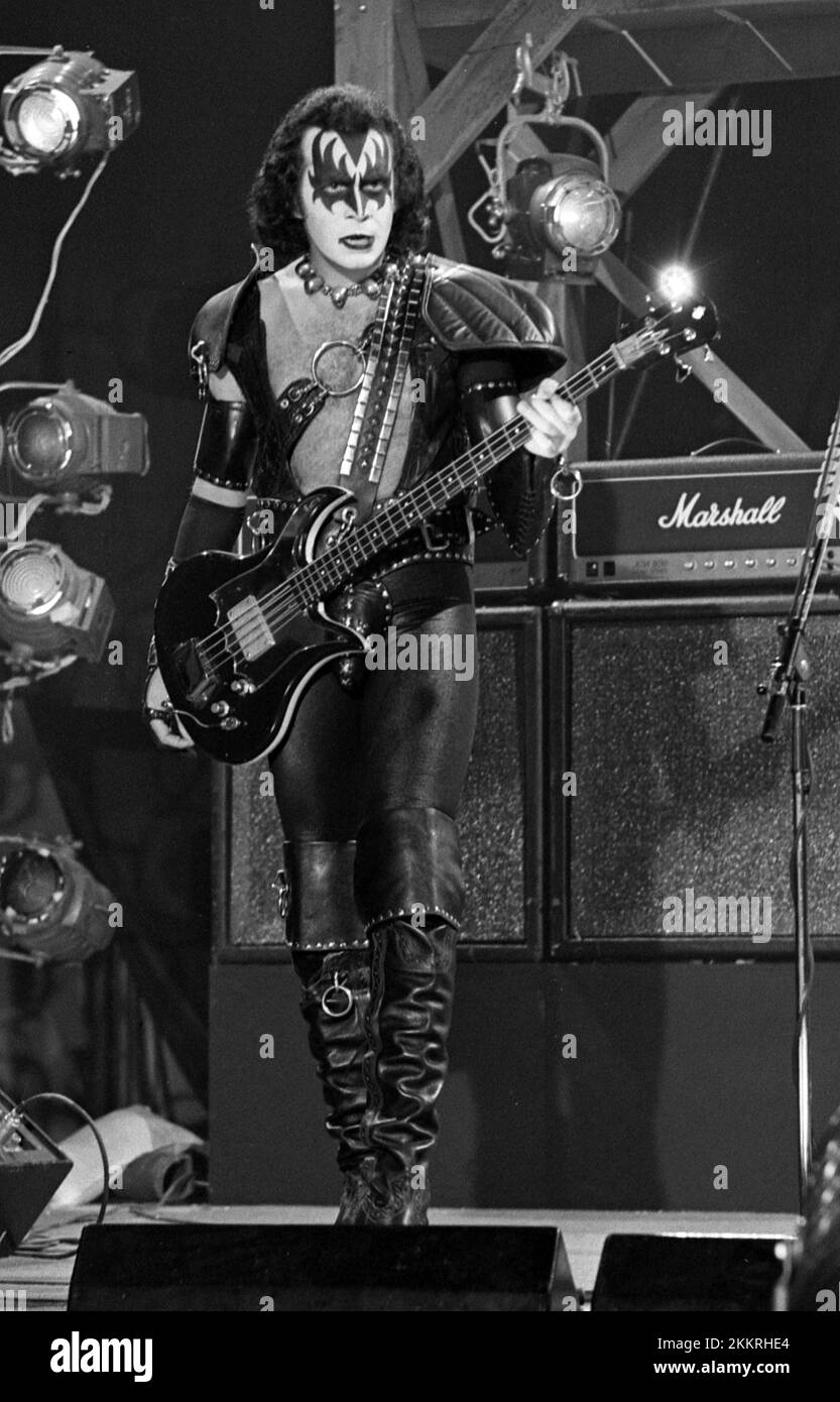 Gene Simmons of Kiss performs in concert during 'The Elder' Album in 1981 Credit Ralph
