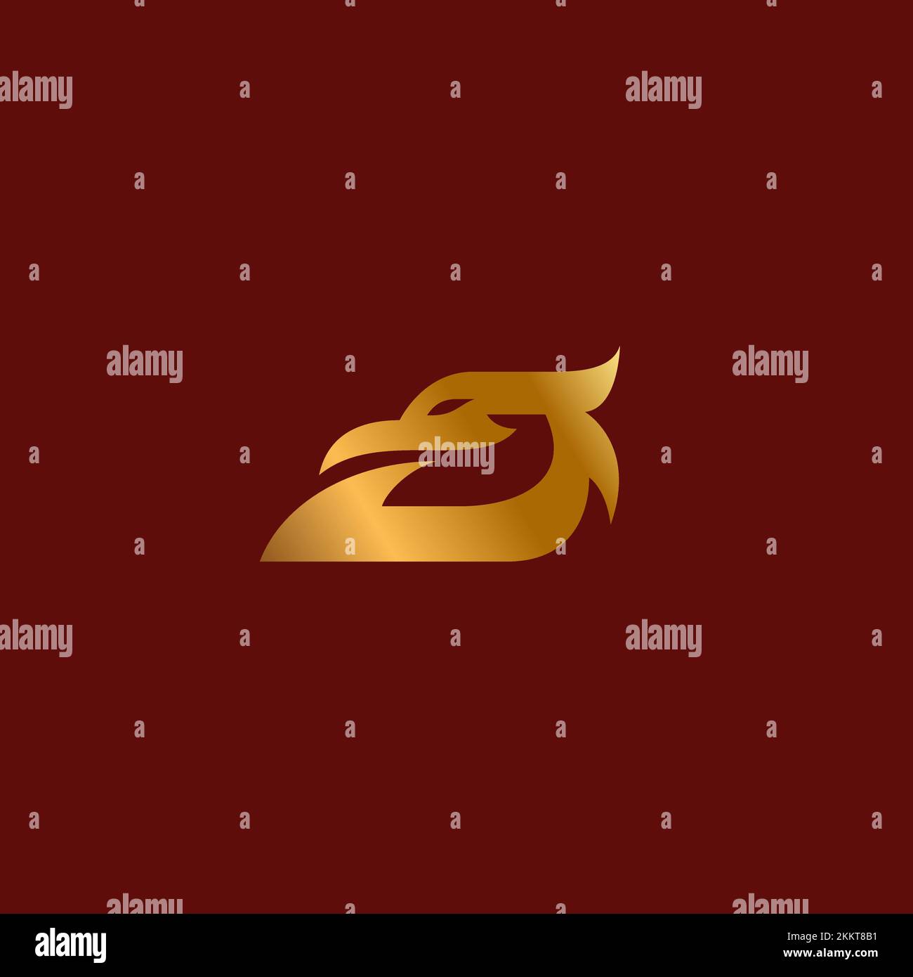 D Eagle Logo With Gold Color. Eagle Icon Stock Vector