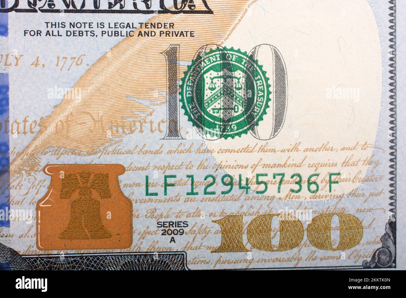 The fragment of 100 dollar bill. Close up Stock Photo - Alamy