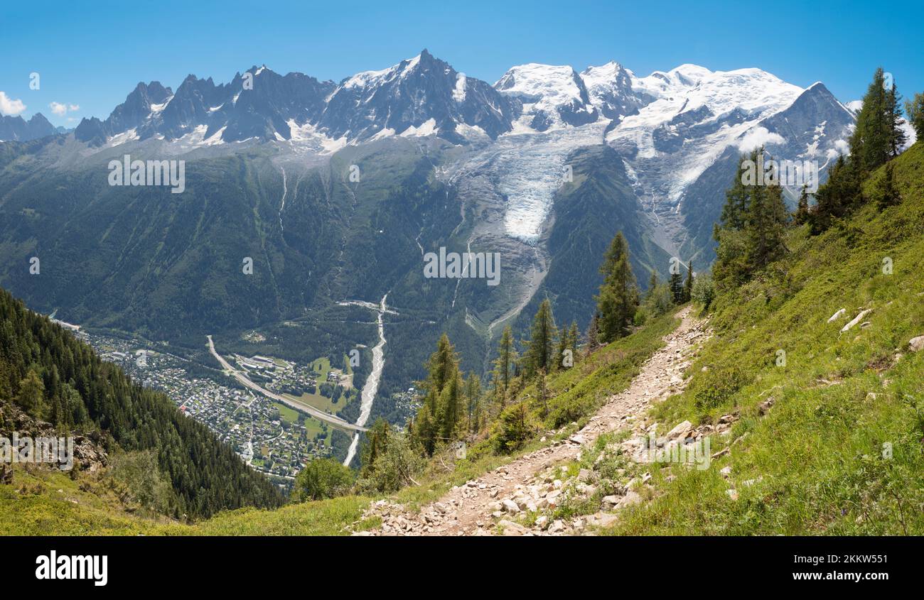 The Mont Blanc massif  - Chamonix. Stock Photo