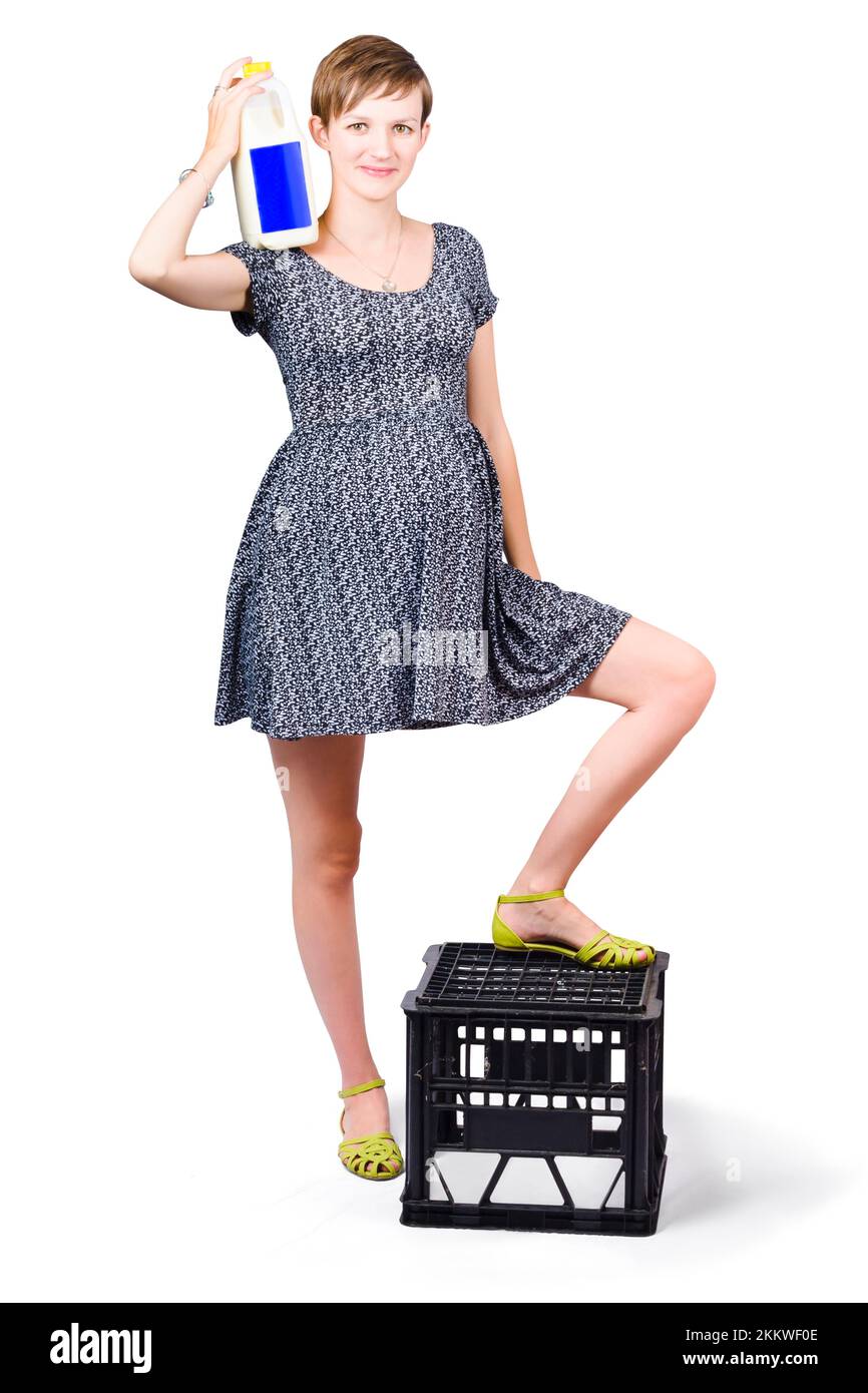 Smiling young mothertobe promoting the health benefits of farm fresh