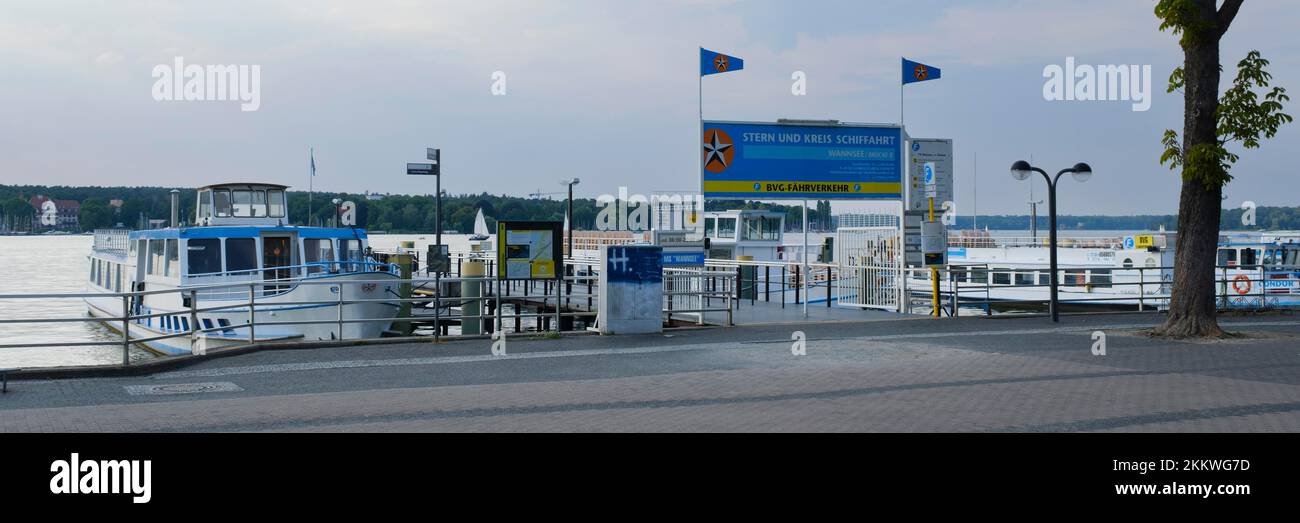 Ships at the Wannsee pier, Berlin, Germany, Europe Stock Photo