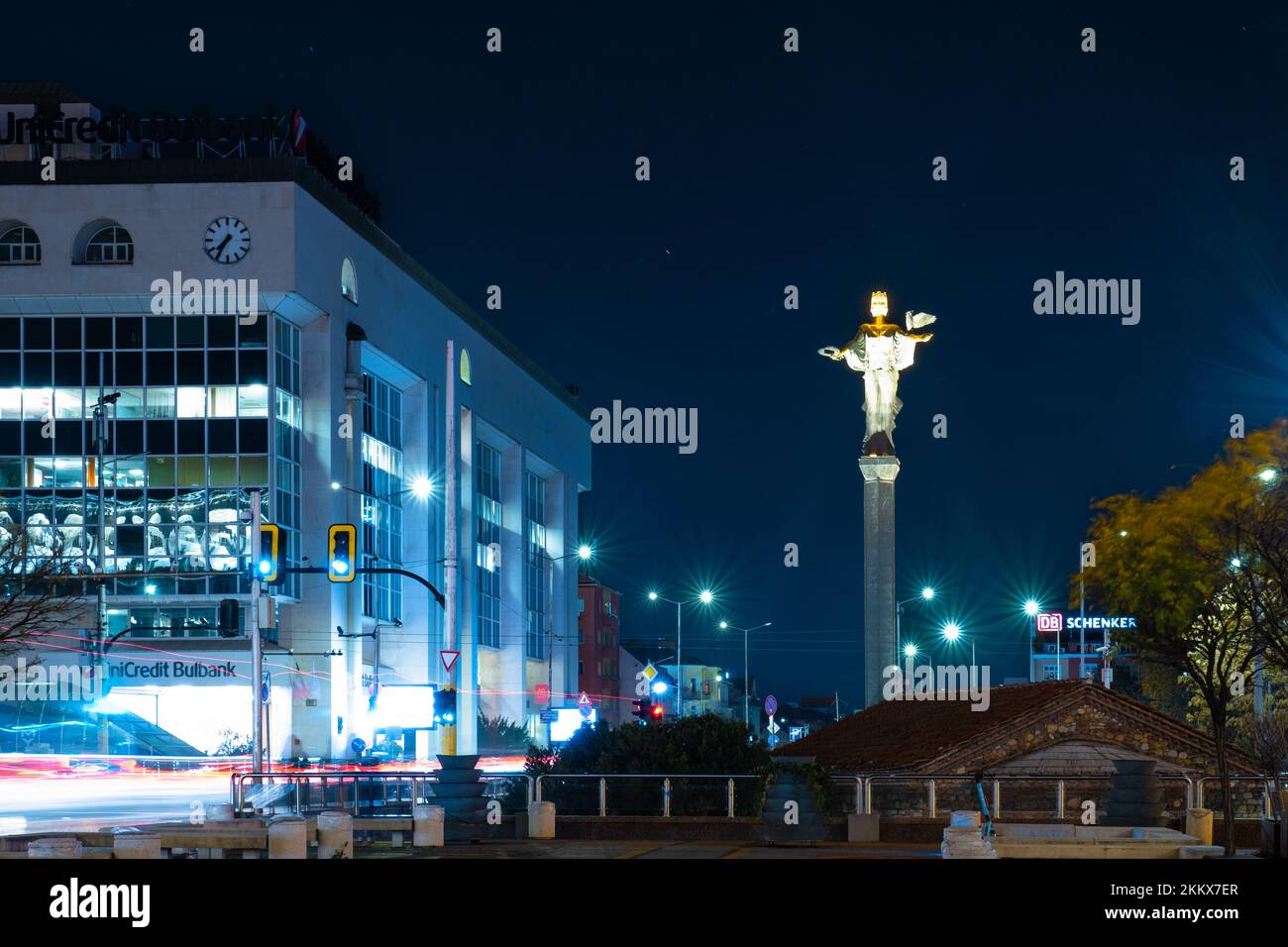 night lights of Sofia city centre architecture, famous buildings ...