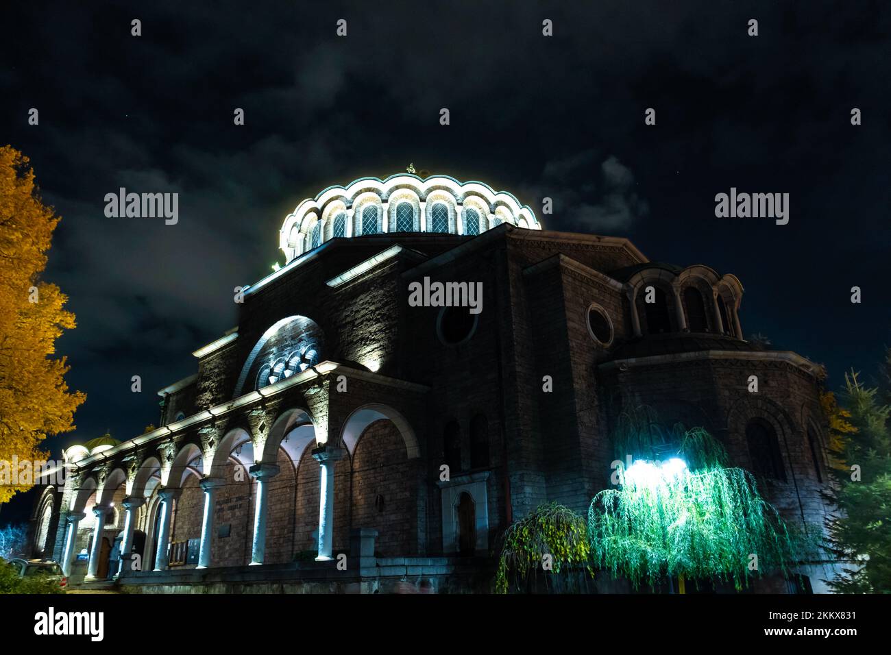 night lights of Sofia city centre architecture, famous buildings ...