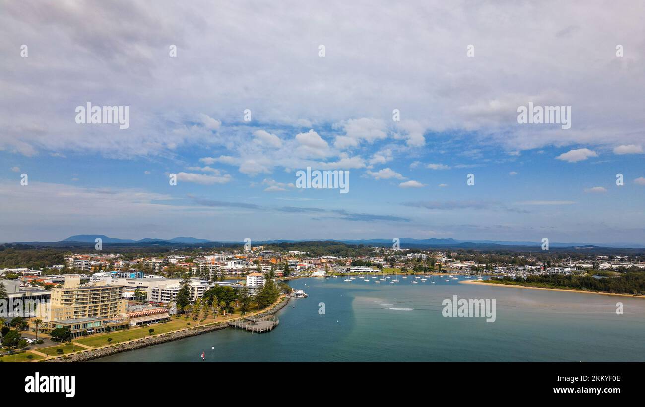 An aerial view of the yachts and boats in the Macquarie port in
