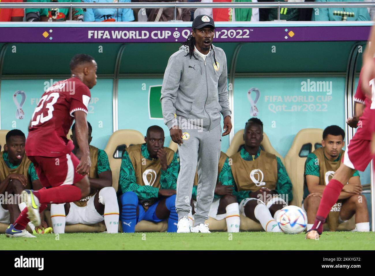Doha, Qatar. 25th Nov, 2022. Coach of Senegal Aliou Cisse during the FIFA World Cup 2022, Group A football match between Qatar and Senegal on November 25, 2022 at Al Thumama Stadium in Doha, Qatar - Photo: Jean Catuffe/DPPI/LiveMedia Credit: Independent Photo Agency/Alamy Live News Stock Photo