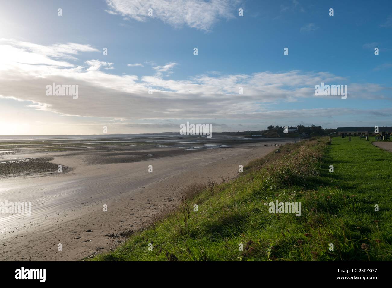 Sunrise and sunset at the beach at Laytown, Co Meath, Ireland Stock