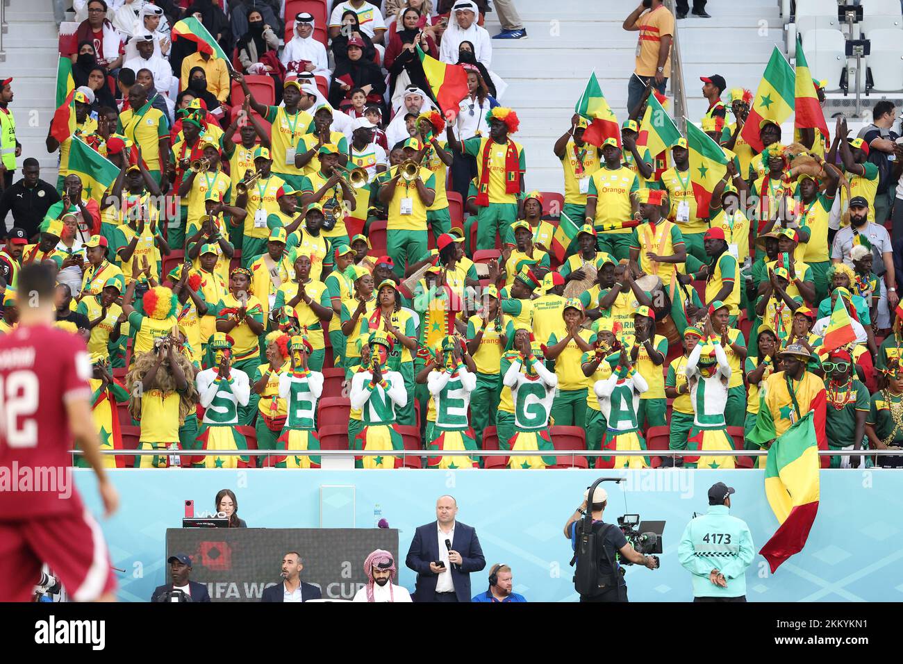 Doha, Qatar. 25th Nov, 2022. Supporters of Senegal during the FIFA World Cup 2022, Group A football match between Qatar and Senegal on November 25, 2022 at Al Thumama Stadium in Doha, Qatar - Photo: Jean Catuffe/DPPI/LiveMedia Credit: Independent Photo Agency/Alamy Live News Stock Photo