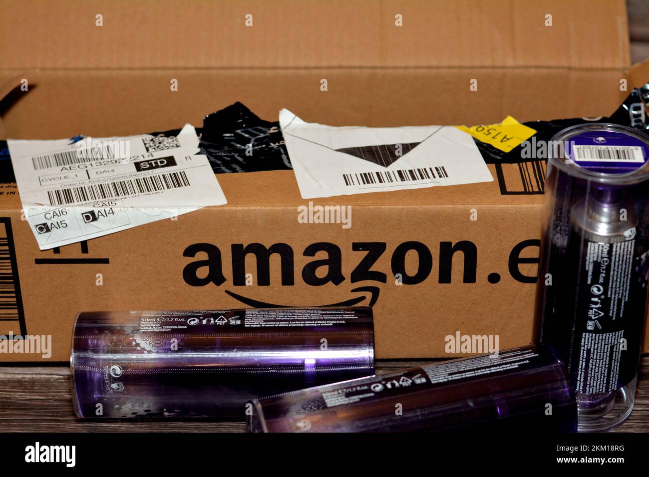 Cairo, Egypt, November 23 2022 Amazon Egypt item delivery carton box