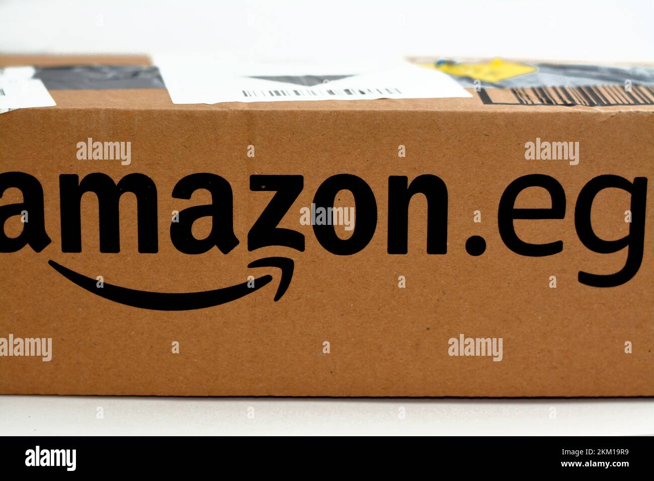 Cairo, Egypt, November 23 2022 Amazon Egypt item delivery carton box