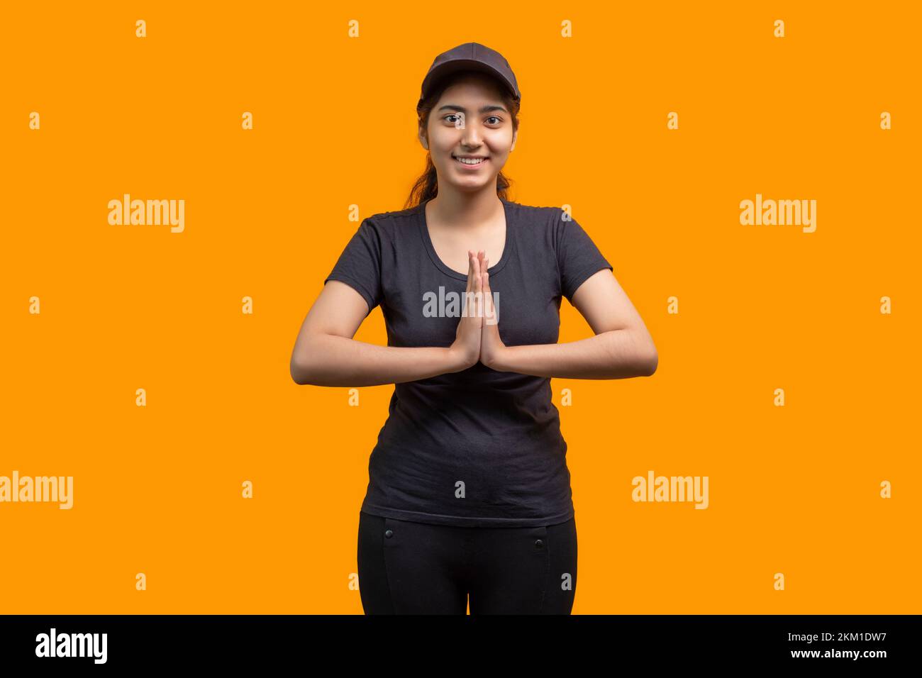 Portrait greeting woman hi-res stock photography and images - Alamy