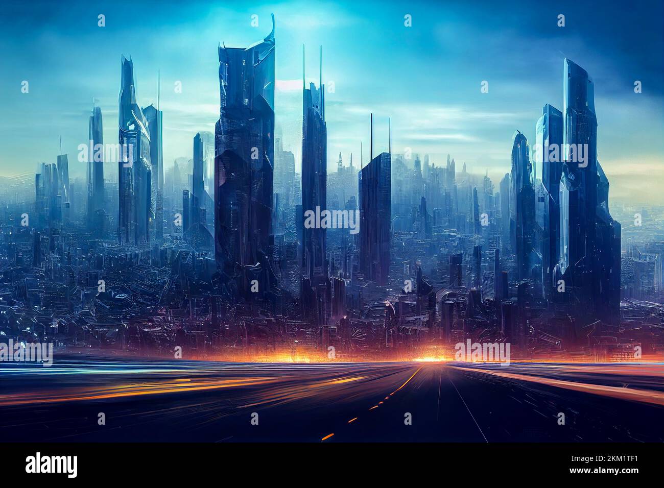 Night city landscape cartoon illustration hi-res stock photography and ...
