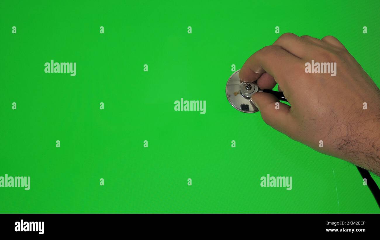 copy space stethoscope on green background space for text Stock Photo ...
