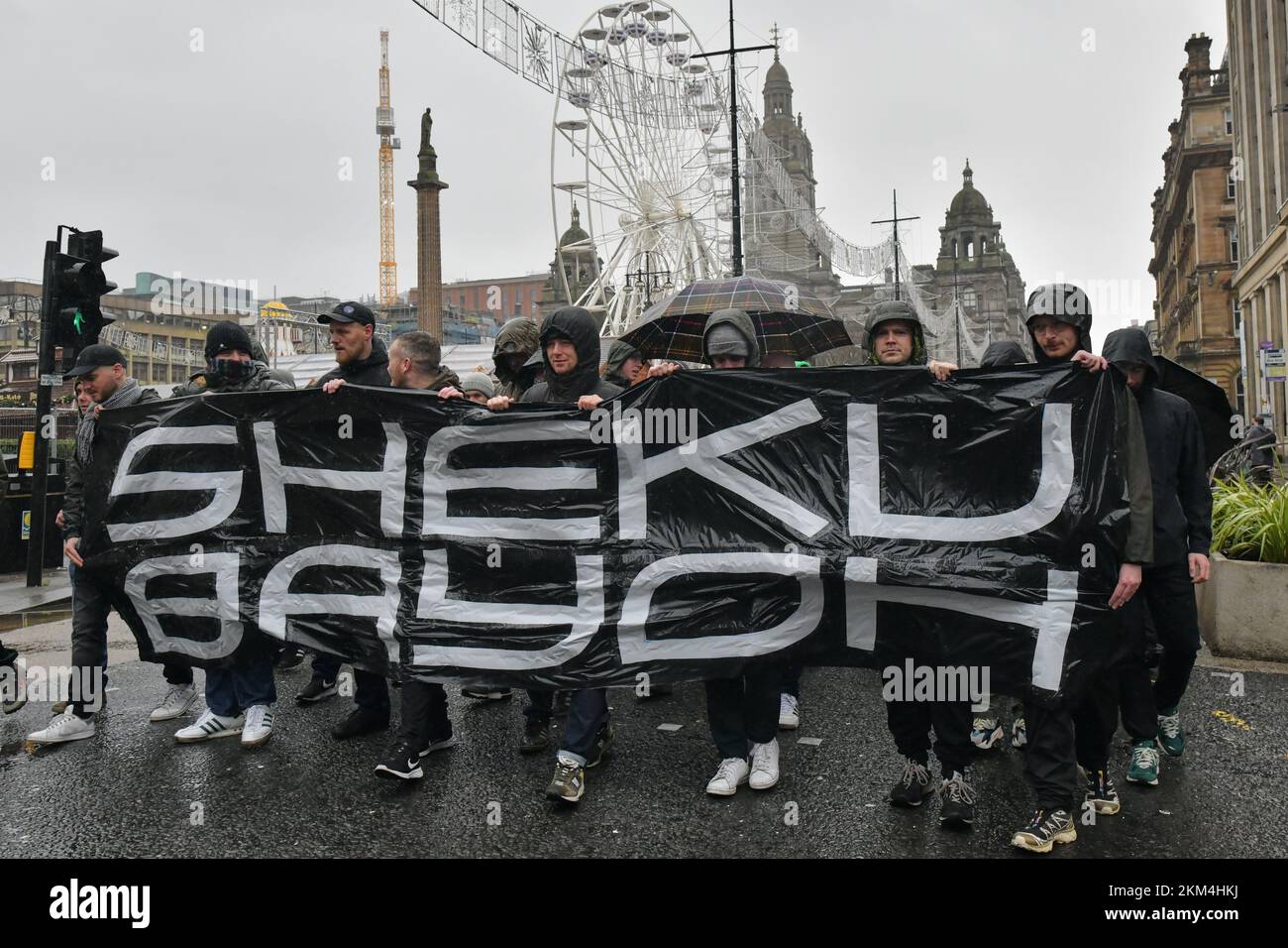 Glasgow Scotland, UK 26 November 2022. STUC St Andrews Day Anti-Racism demonstration march and rally against racism and facism takes place starting at Glasgow Green and heading through the city centre. credit sst/alamy live news Stock Photo