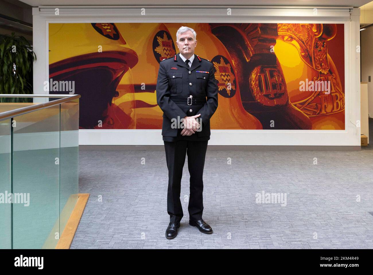 London Fire Brigade's commissioner Andy Roe speaks to journalists at London Fire Brigade (LFB) headquarters in Southwark, south London, after a briefing on LFB's independent culture review undertaken by Nazir Afzal. Picture date: Saturday November 26, 2022. Stock Photo