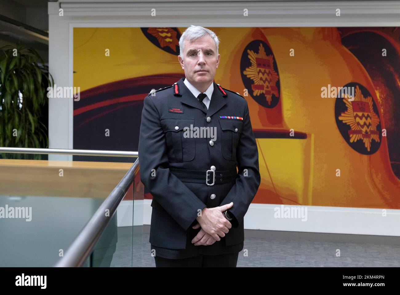 London Fire Brigade's commissioner Andy Roe speaks to journalists at London Fire Brigade (LFB) headquarters in Southwark, south London, after a briefing on LFB's independent culture review undertaken by Nazir Afzal. Picture date: Saturday November 26, 2022. Stock Photo