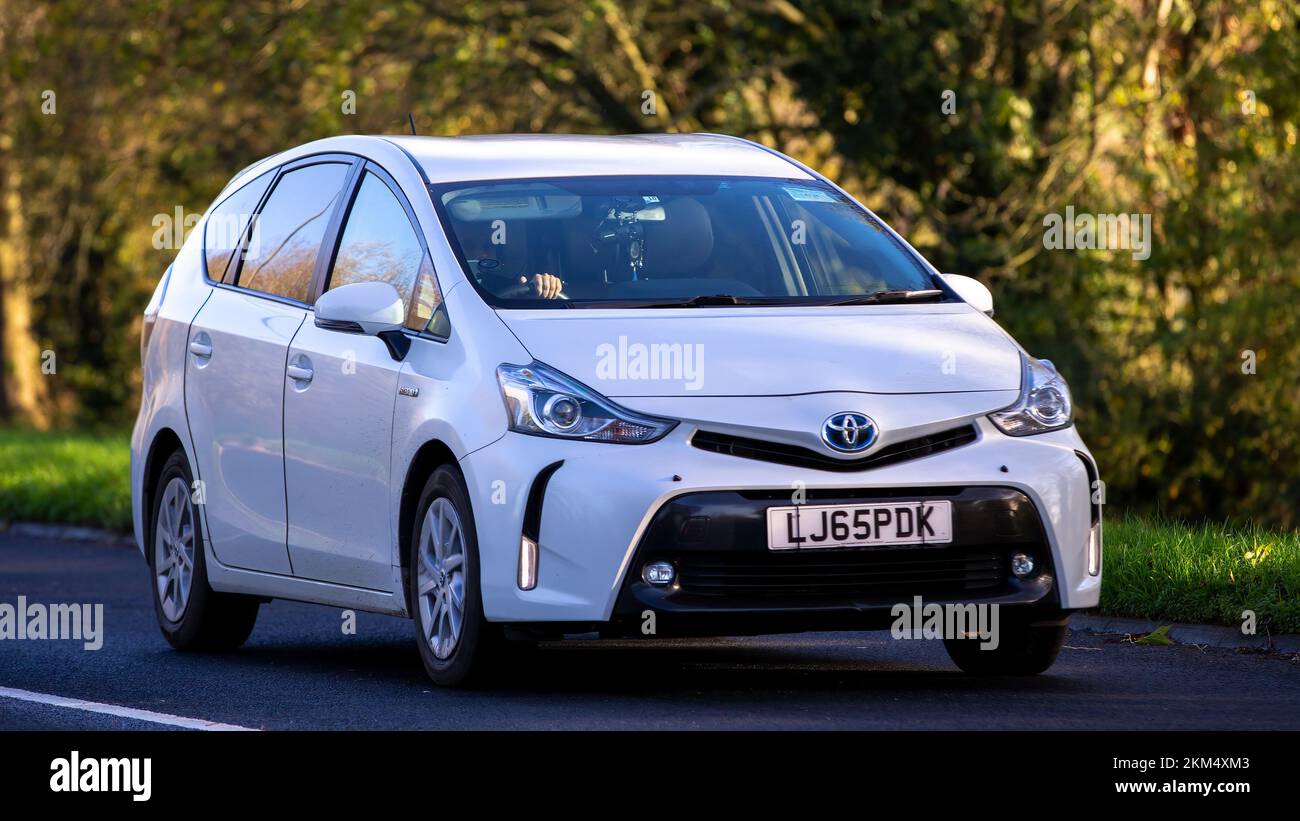 2015 white Toyota hybrid electric Prius car Stock Photo