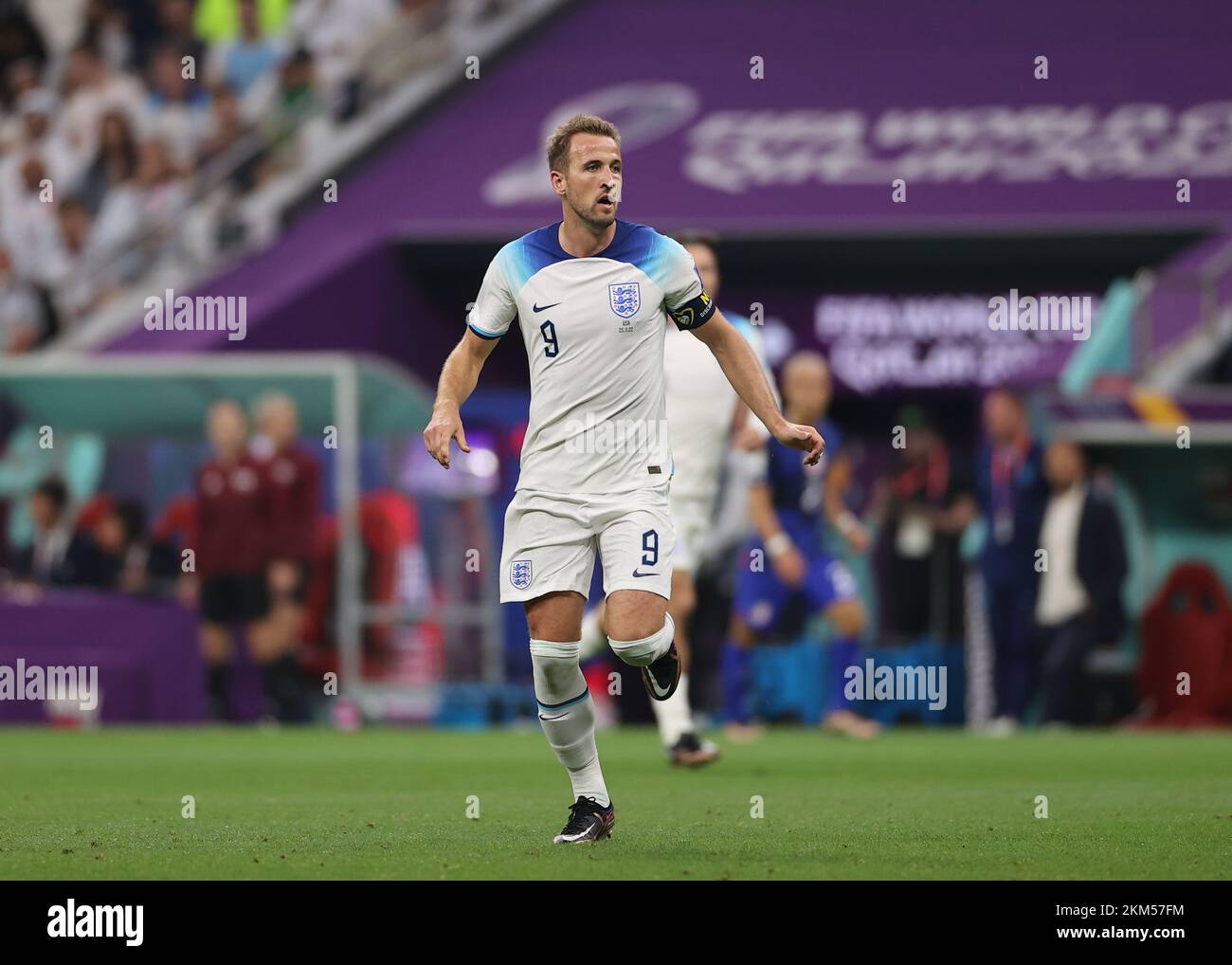 25th November 2022; Al Bayt Stadium, Al Khor, Qatar; FIFA World Cup  Football, England versus USA; England fan kissing a replica FIFA World Cup  trophy Credit: Action Plus Sports Images/Alamy Live News