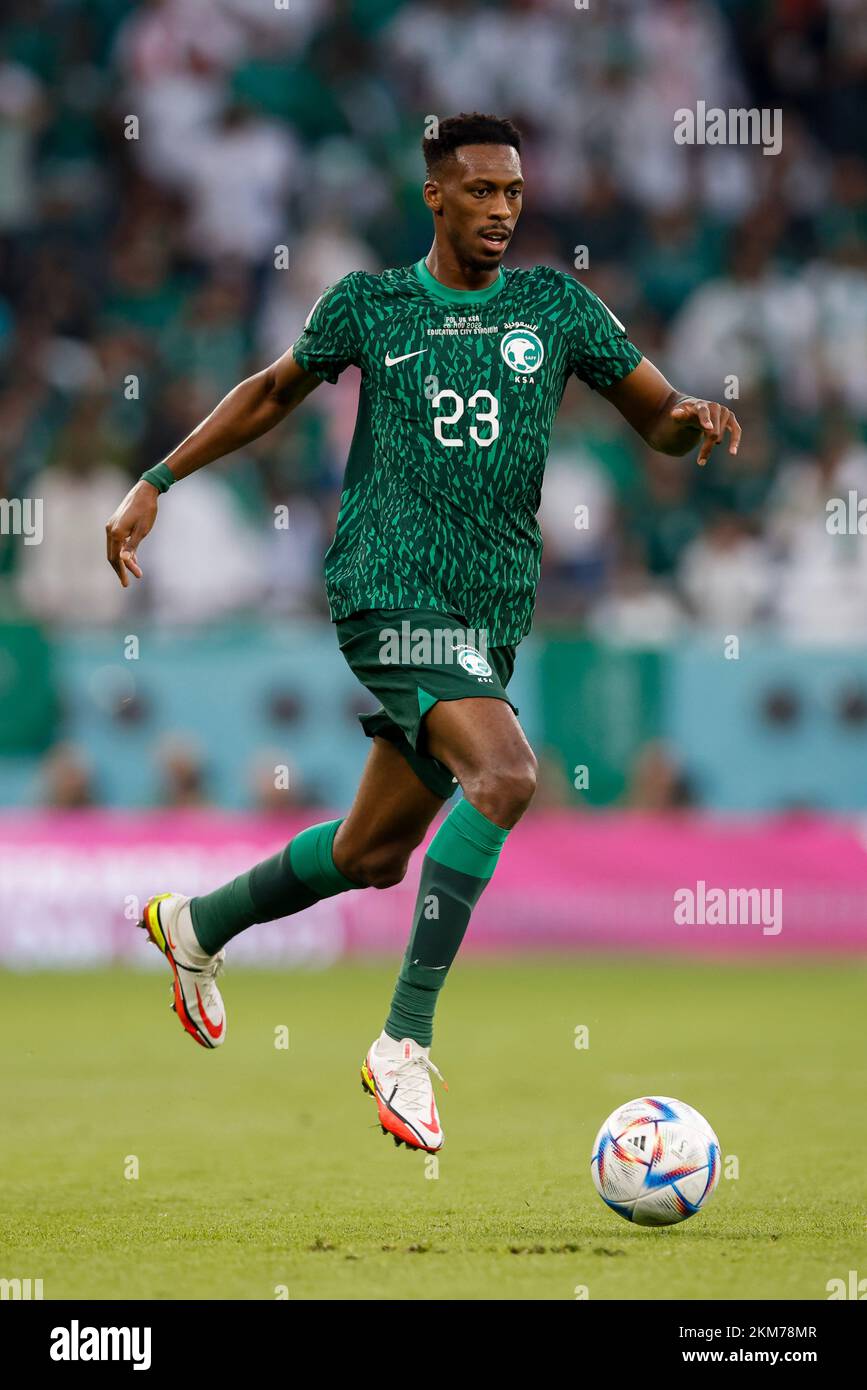 Doha, Qatar. 26th Nov, 2022. MOHAMED KANNO of Saudi Arabia during a match between Poland and Saudi Arabia, valid for the group stage of the World Cup, held at Education City Stadium in Doha, Qatar. Credit: Marcelo Machado de Melo/FotoArena/Alamy Live News Stock Photo