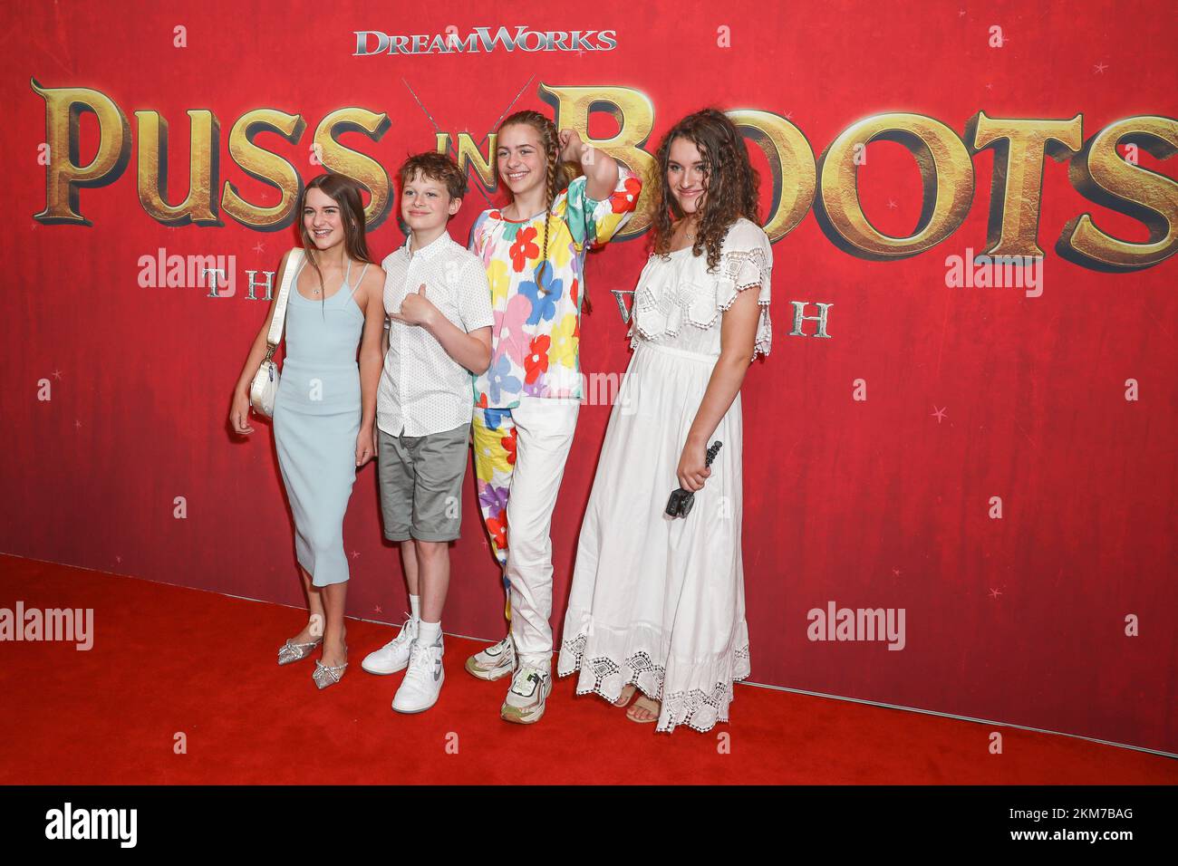 November 26, 2022: NAZ NORRIS, BIGGY NORRIS, SOCKIE NORRIS and SABRE NORRIS  attending the Sydney Premiere of 'Puss In Boots: The Last Wish' at The  State Theatre on November 26, 2022 in