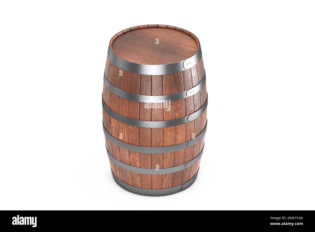 Wooden Oak Barrel on a white background. 3d Rendering Stock Photo - Alamy