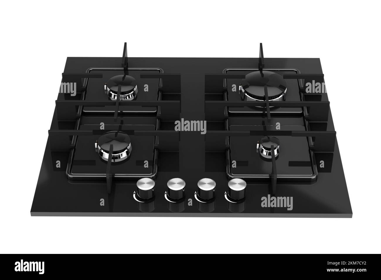 Black Modern Kitchen Gas Stove on a white background. 3d Rendering Stock Photo Alamy