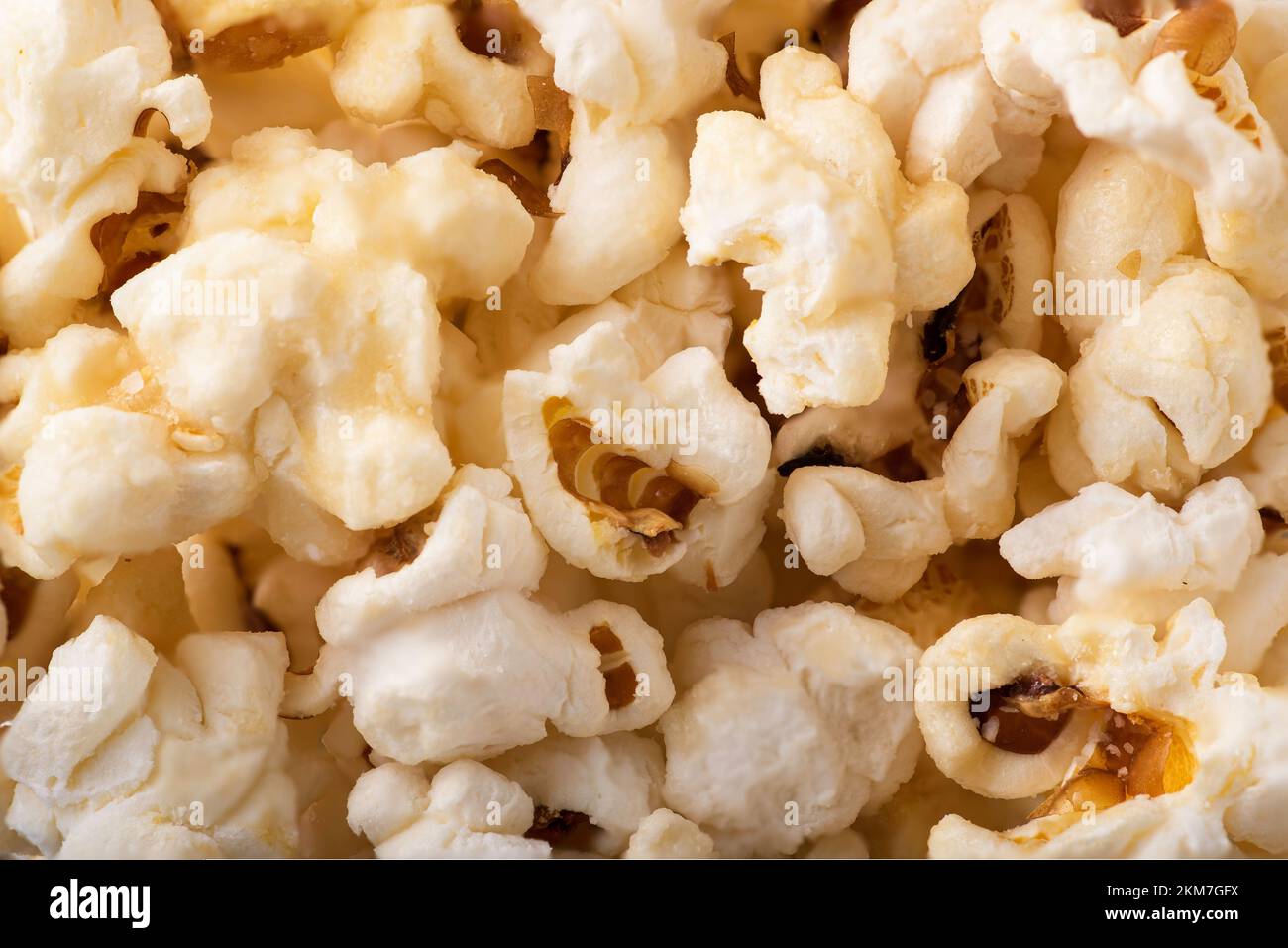 overhead shot popcorn close up background Stock Photo