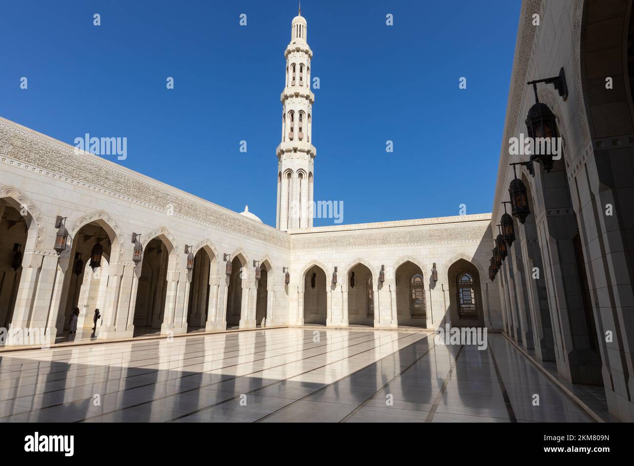 MUSCAT, OMAN - NOVEMBER 15, 2022: Sultan Qaboos Grand Mosque, Muscat, Oman. Arabian Peninsula. Stock Photo