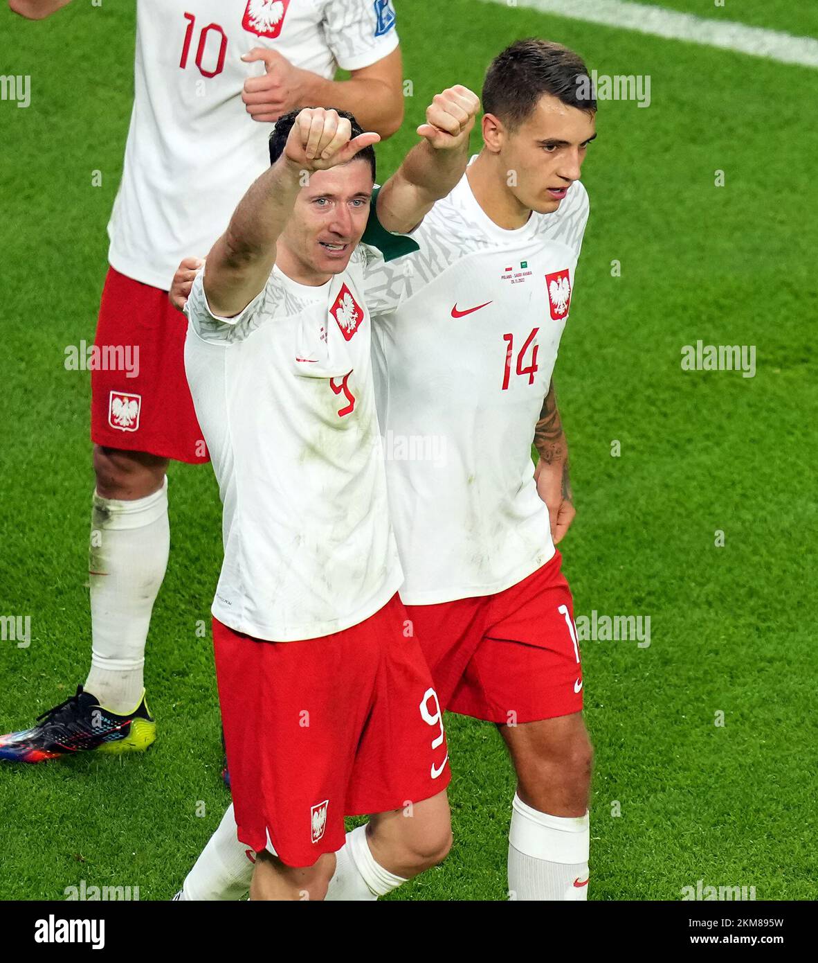 Poland’s Robert Lewandowski celebrates scoring their side's second goal