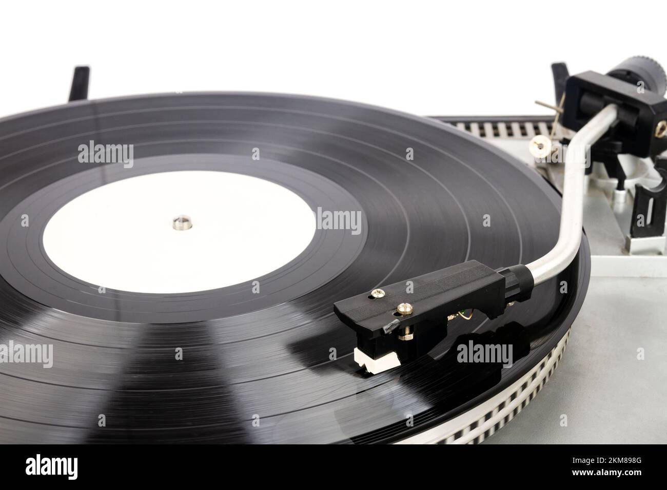 Close up of turntable needle on a vinyl record. Turntable playing vinyl